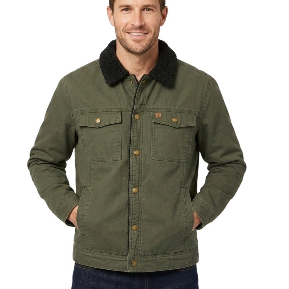 Coleman Army Jacket Mens Olive Green Sherpa Collar Canvas SKUM073